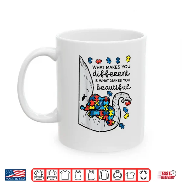 Mug What Makes You Different Beautiful Elephant Autism Awareness Shirt