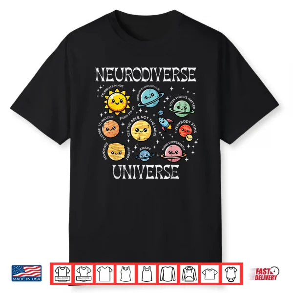 Neurodiverse Universe Autism Asd Awareness Space Graphic Shirt