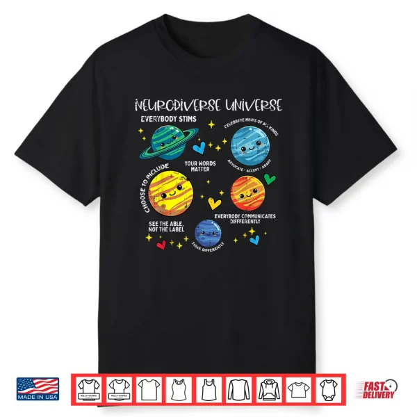 Neurodiverse Universe Autism Planet Awareness Modern Graphic Shirt