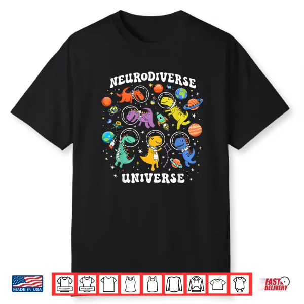 Neurodiverse Universe Space Dinosaur Autism Awareness Graphic Shirt