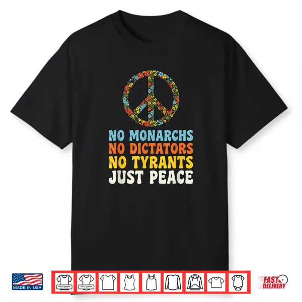No Kings In America Groovy Vintage 70S Peace Shirt