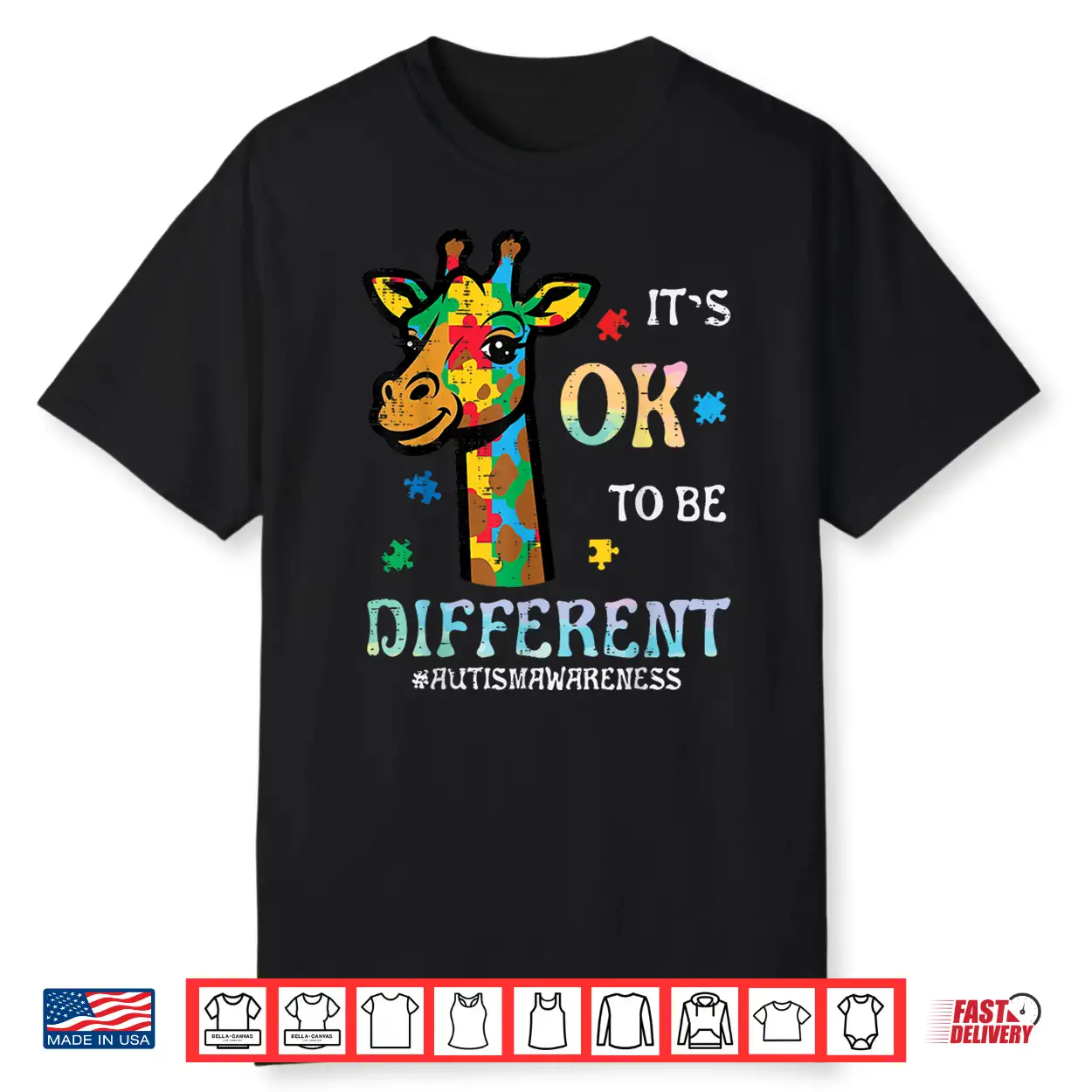 Ok To Be Different Autism Awareness Giraffe Animal Graphic Shirt Ok To Be Different Autism Awareness Giraffe Animal Graphic Shirt