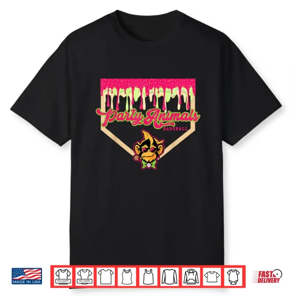 Party Animals Baseball Drippy Plate Monkey Shirt
