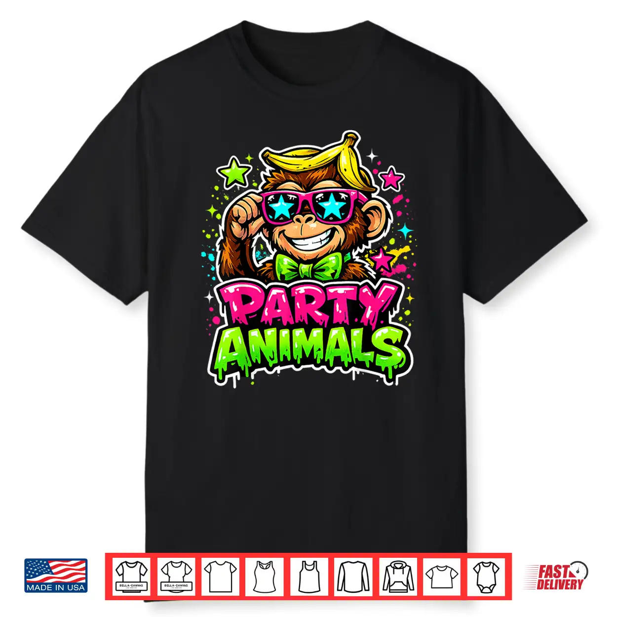 Party Animals Baseball Jersey Funny Monkey Vibrant Slime Shirt Party Animals Baseball Jersey Funny Monkey Vibrant Slime Shirt