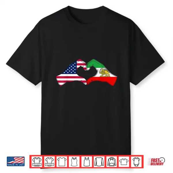 Persian American Flag Usa Persia Heritage Heart Shirt