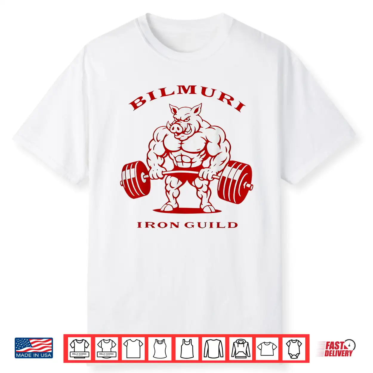 Pig Bilmuri Iron Guild Gym Professional Fitness Shirt Pig Bilmuri Iron Guild Gym Professional Fitness Shirt