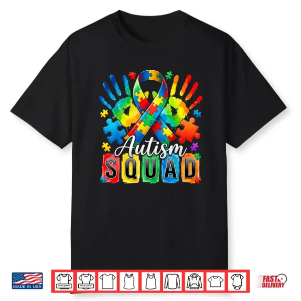 Professional Minimalist Autism Awareness Support Squad Graphic Shirt