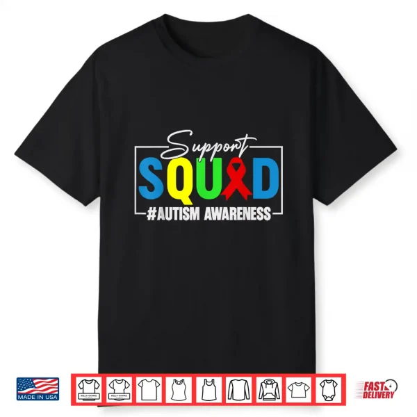 Professional Support Autism Awareness Support Squad Modern Graphic Shirt