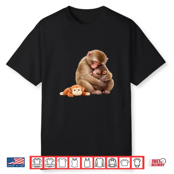 Punch The Monkey Cuddling Stuffed Animal Meme Viral Internet Shirt