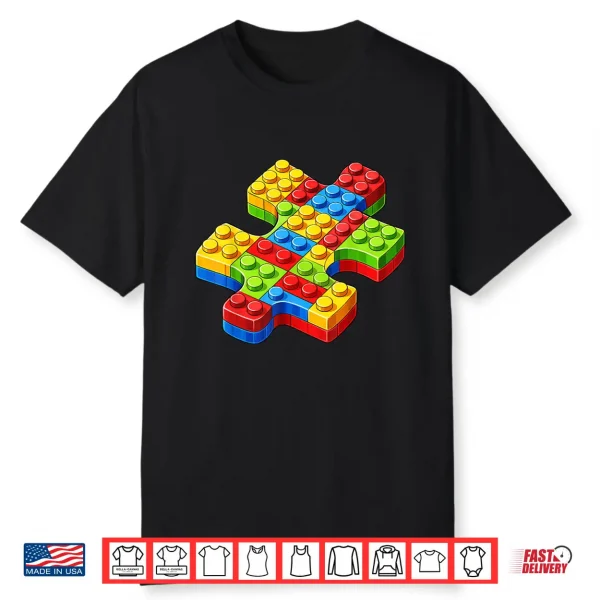 Puzzle Building Bricks Autism Awareness Acceptance Graphic Shirt