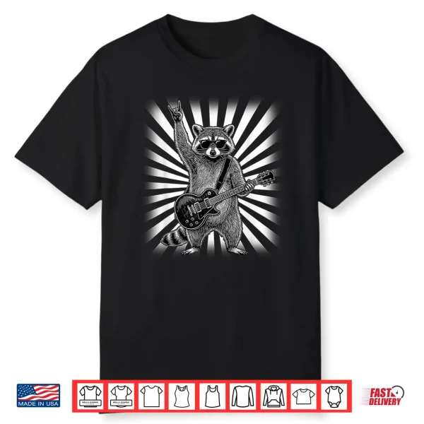 Raccoon Rock Music Band Guitar Men Women Kids Funny Raccoon Shirt