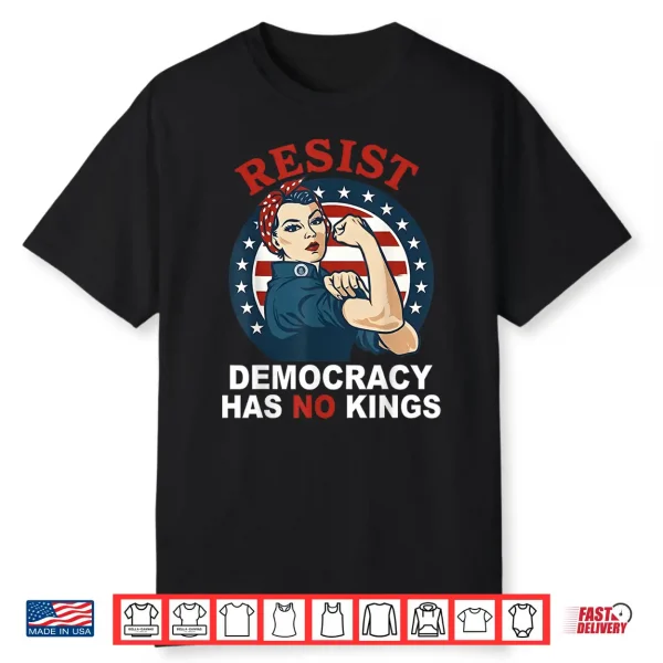 Resist Democracy Has No Kings Woman’S Girl America Flag Shirt