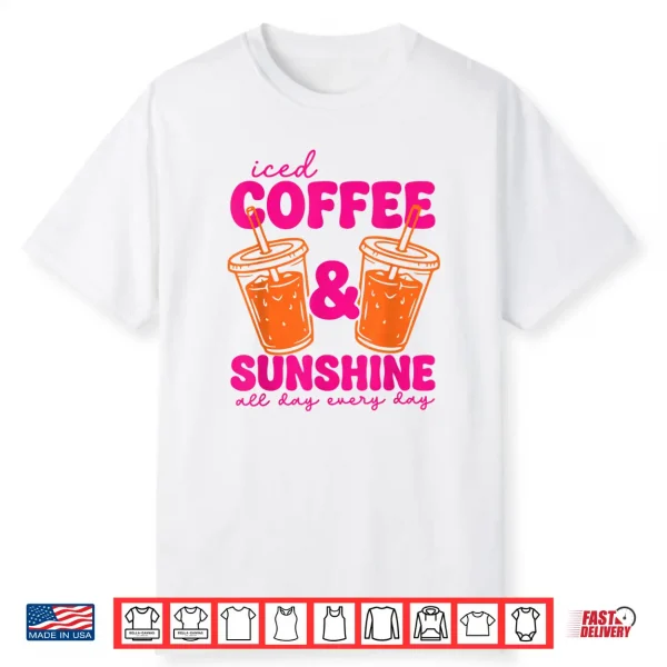 Retro Iced Coffee And Sunshine Summer Family Beach Vacation Shirt