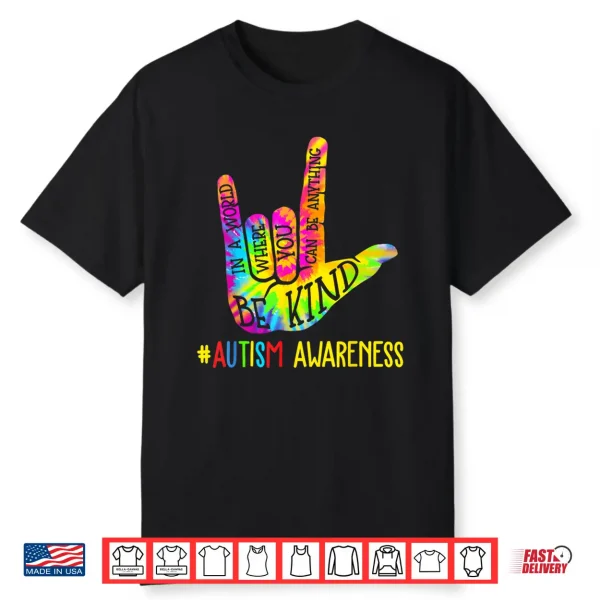 Sign Language Hand Autism Awareness Asl Tie Dye Graphic Shirt
