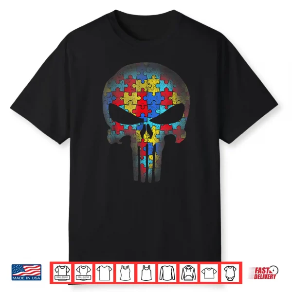 Skull Design Autism Awareness Puzzle Piece Professional Shirt