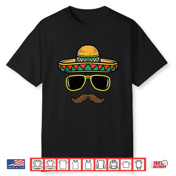 Sombrero Face Cinco De Mayo Mexican Fiesta Party Kids Boys Shirt