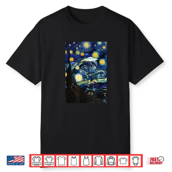 Starry Night Ufo Sighting Funny Art Parody Shirt