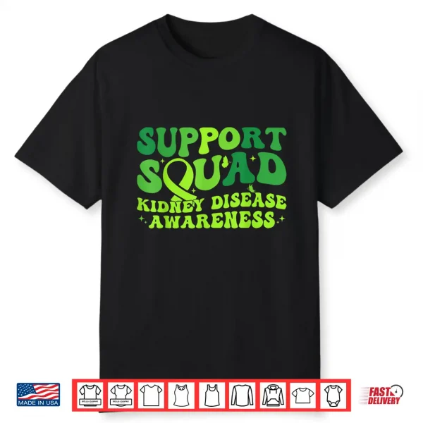 Support Squad Green Ribbon Butterfly Pkd Kidney Disease Shirt