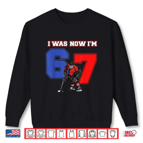 Sweatshirt 7 Year Old Birthday I was 6 Now Im 7 Hockey Sport Lover Boy Shirt