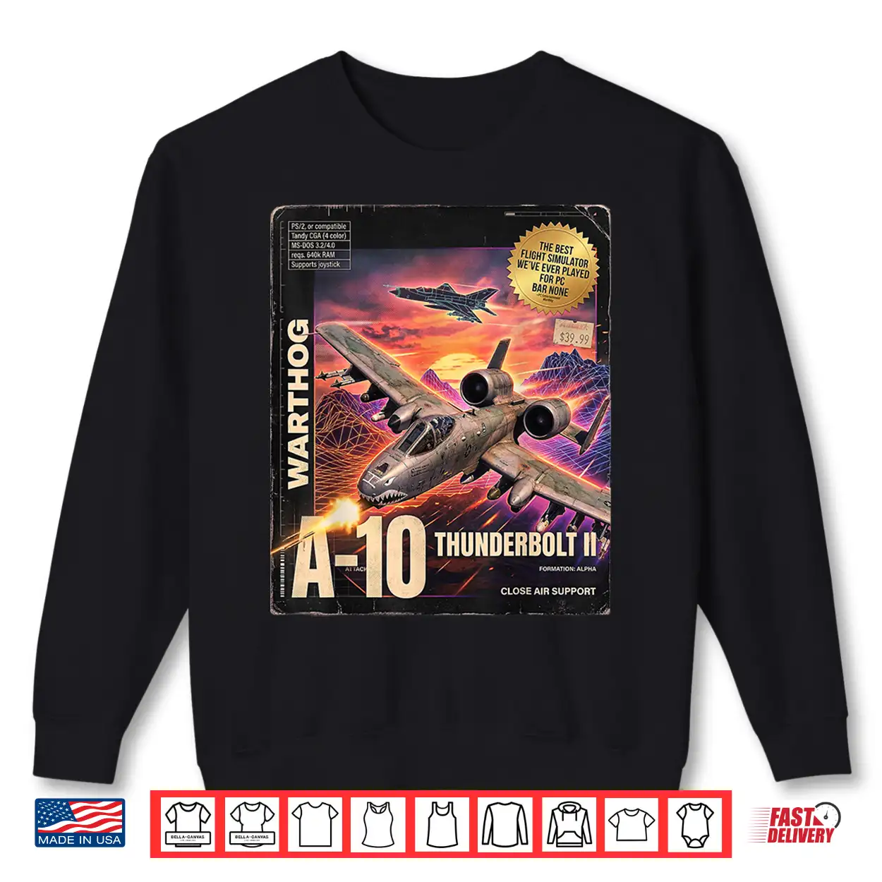 A 10 Warthog Fictional Pc Game Box Front And Back Y2K Style Shirt A 10 Warthog Fictional Pc Game Box Front And Back Y2K Style Shirt