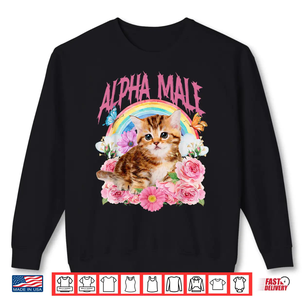 Alpha Male Funny Cat Kitten Rainbow Floral Shirt Alpha Male Funny Cat Kitten Rainbow Floral Shirt