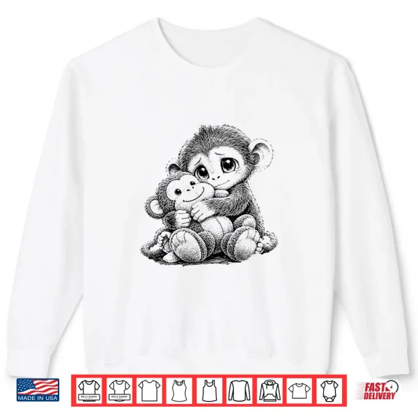 Sweatshirt Baby Monkey Punch Plush Cute Monkey Sketch Art Punch Monkey Shirt