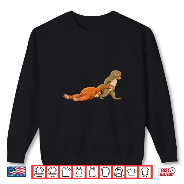 Sweatshirt Baby Monkey Punch Shirt Cute Viral Macaque Animal Lover Shirt