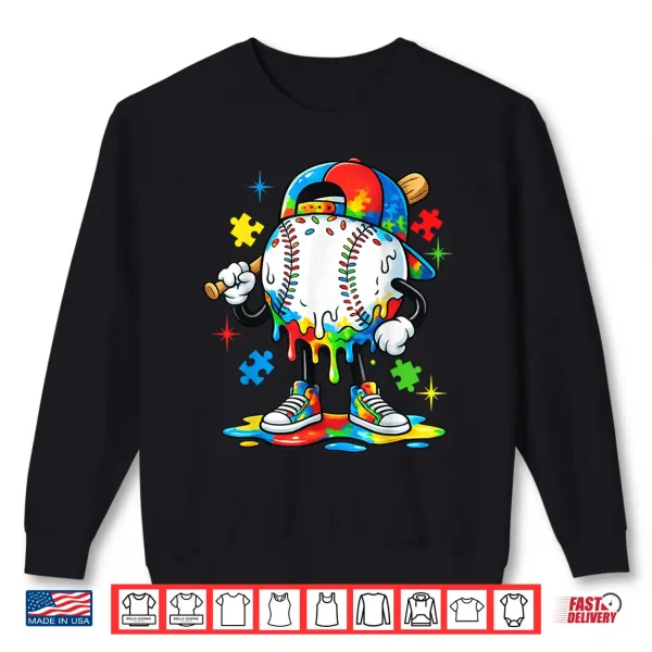 Baseball Drip Ice Cream Autism Awareness Modern Graphic Apparel Shirt 2 Sweatshirt Baseball Drip Ice Cream Autism Awareness Modern Graphic Apparel Shirt