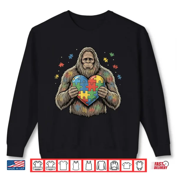 Sweatshirt Bigfoot Puzzle Heart Autism Awareness Autistic Professional Shirt