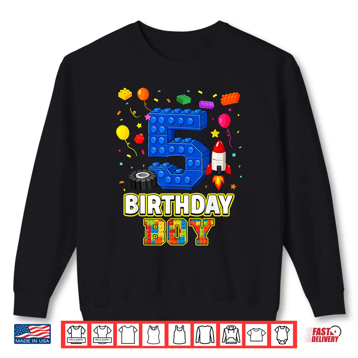 Birthday Boy Five Building Bricks Five Year Old Party Shirt Birthday Boy Five Building Bricks Five Year Old Party Shirt
