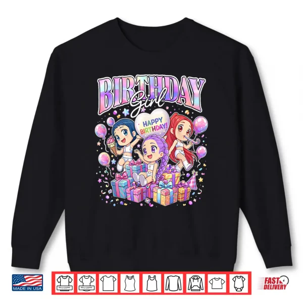 Birthday Girl Cute Chibi Kpop Funny Kids Bday Shirt 2 Sweatshirt Birthday Girl Cute Chibi Kpop Funny Kids Bday Shirt