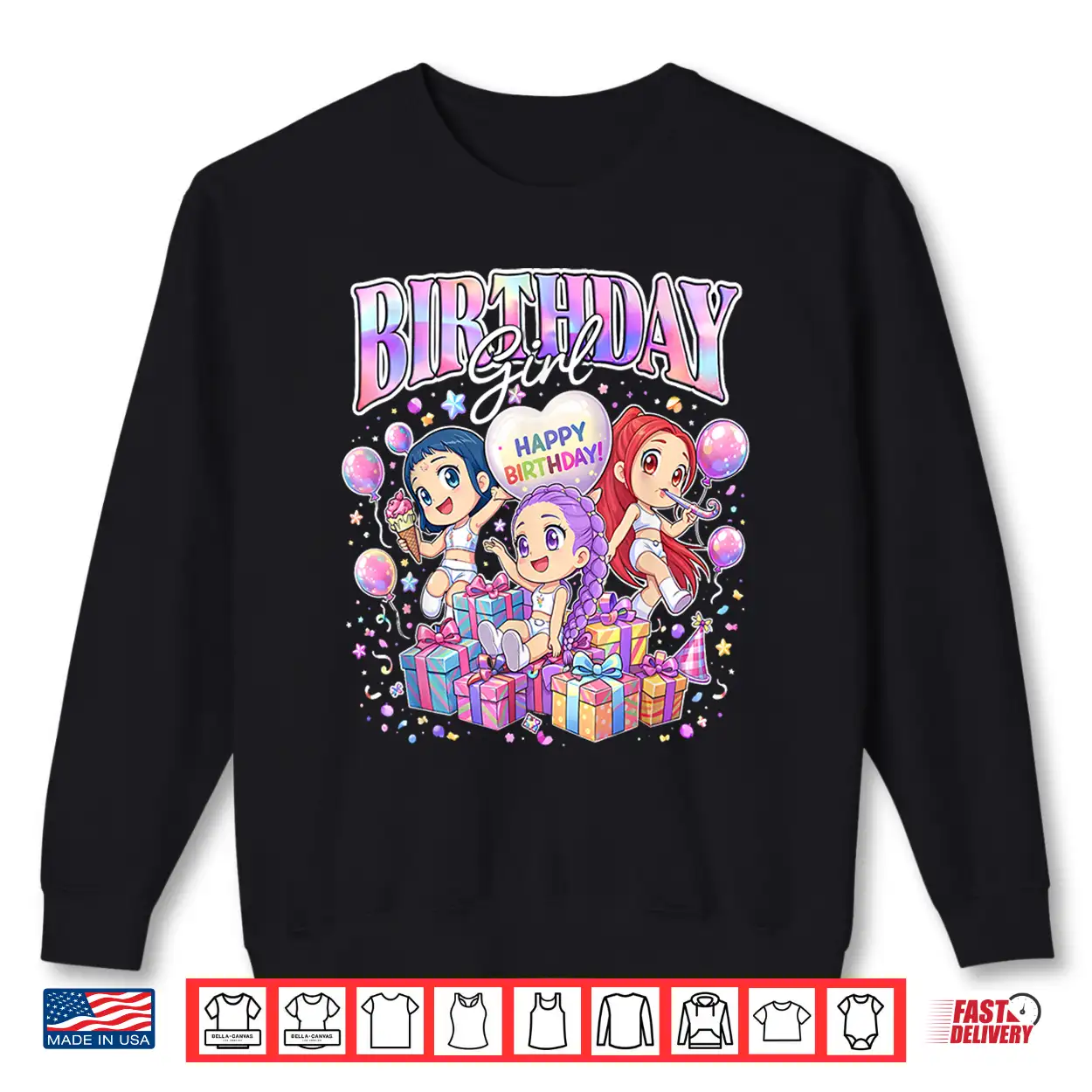 Birthday Girl Cute Chibi Kpop Funny Kids Bday Shirt Birthday Girl Cute Chibi Kpop Funny Kids Bday Shirt