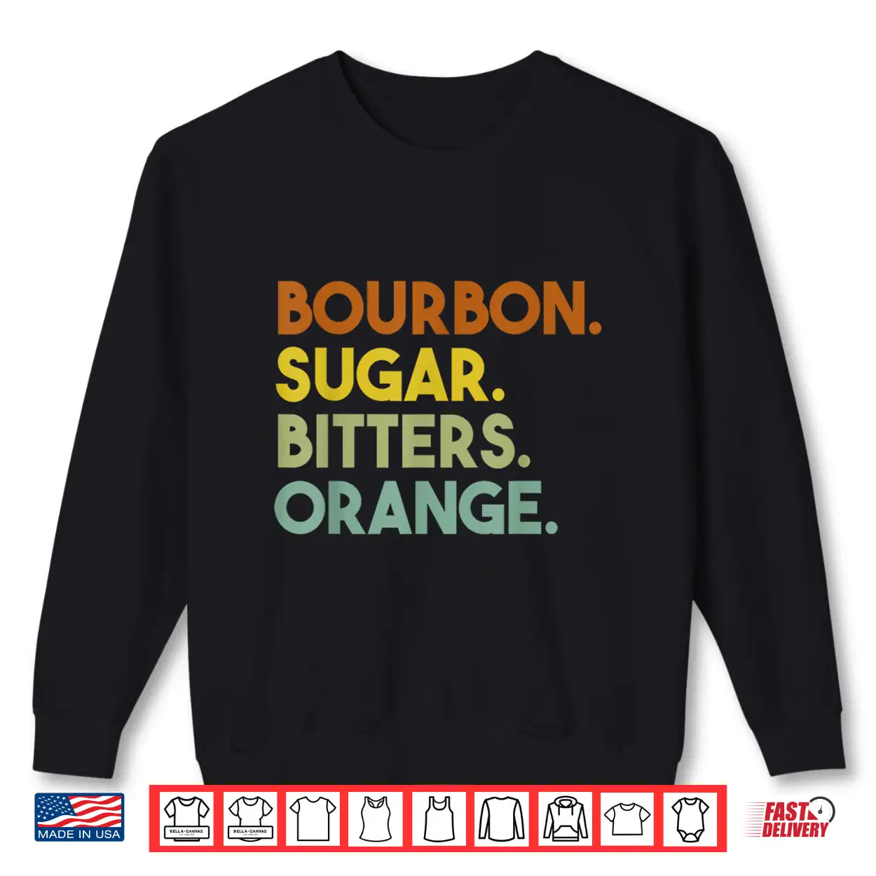 Bourbon Sugar Bitters Orange Old Fashioned Cocktail Retro Shirt Bourbon Sugar Bitters Orange Old Fashioned Cocktail Retro Shirt