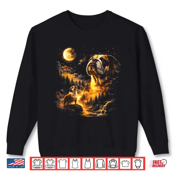 Sweatshirt Bulldog Howling to The Moon Vintage 90s Funny Dog Graphic Shirt