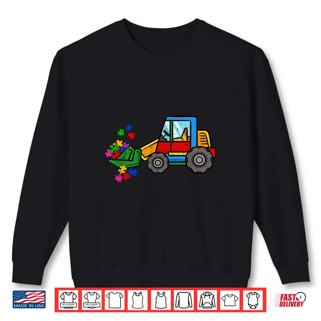 Bulldozer Puzzle Autism Awareness Month Professional Graphic Shirt Bulldozer Puzzle Autism Awareness Month Professional Graphic Shirt