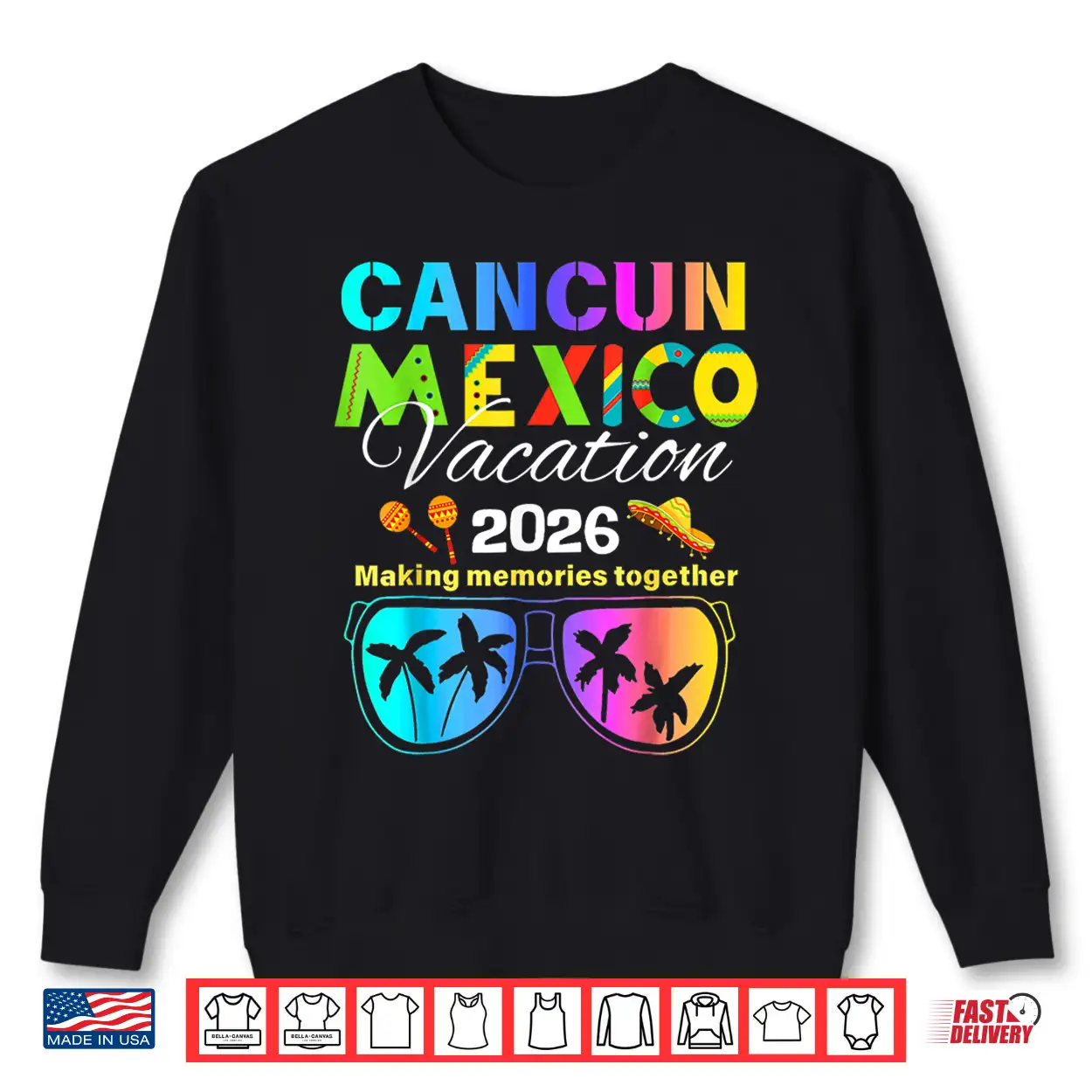 Cancun Mexico Vacation Beach 2026 Trip Group Squad Colorful Shirt Cancun Mexico Vacation Beach 2026 Trip Group Squad Colorful Shirt