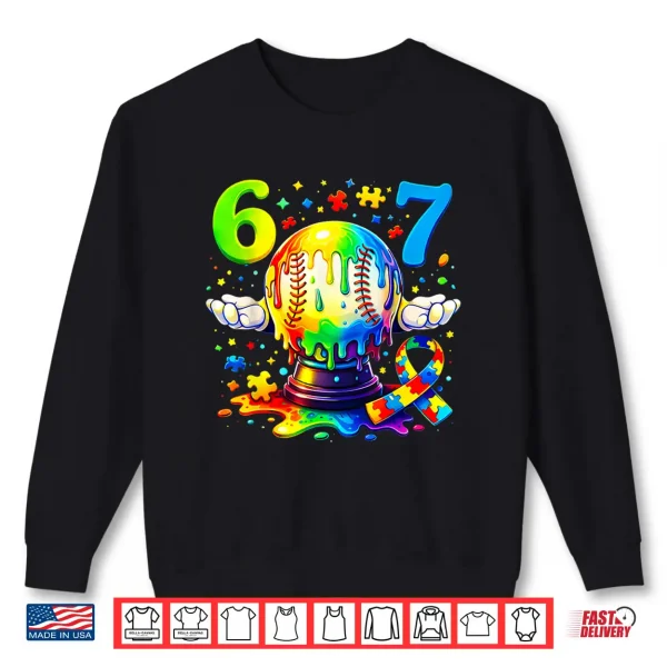 Sweatshirt Colorful Puzzle Piece Drip Autism Awareness Baseball Sixty Seven Shirt