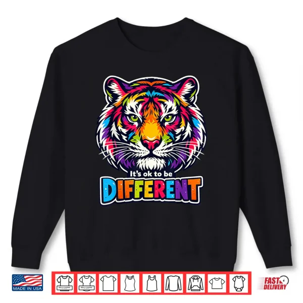 Sweatshirt Colorful Tiger Autism Acceptance Modern Graphic Apparel Shirt