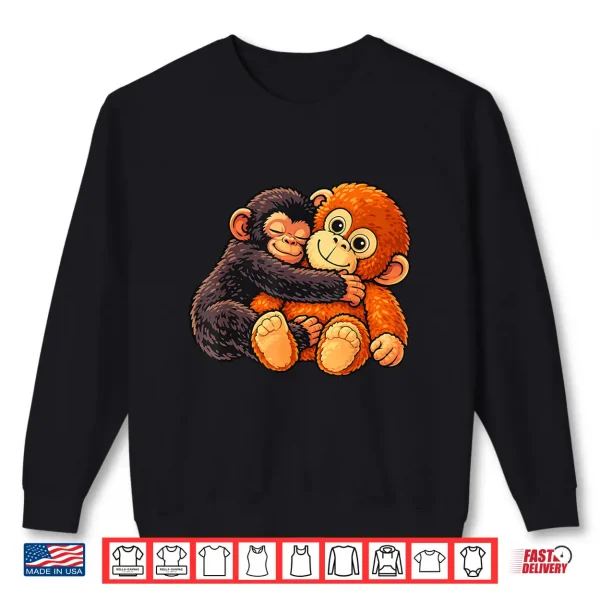 Sweatshirt Cute Baby Punch Monkey Hugging Stuffed Plush Shirt