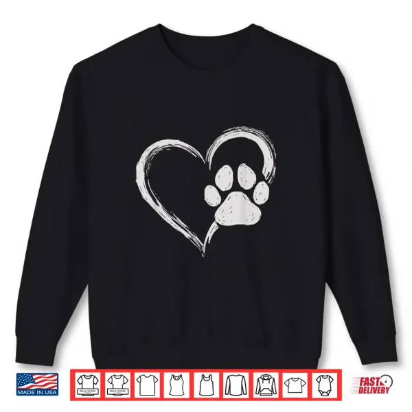 Sweatshirt Cute Heart Paw Print Dog Mom Dog Dad Cute Dog Lover Shirt