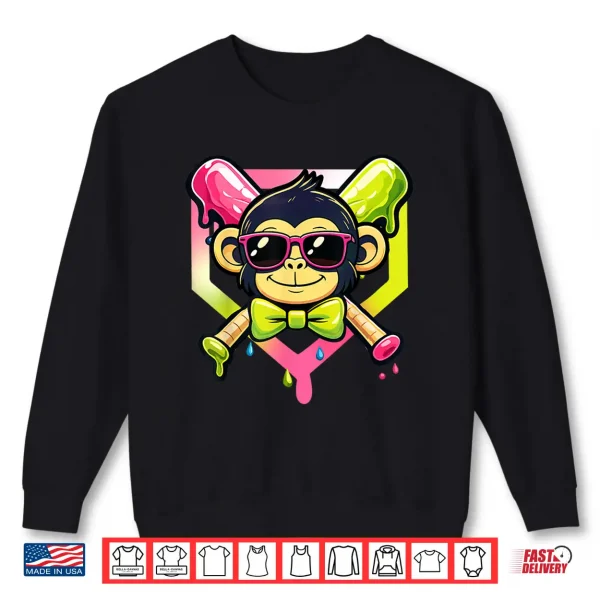 Cute Party Animals Baseball Funny Monkey Sunglasses Shirt 2 Sweatshirt Cute Party Animals Baseball Funny Monkey Sunglasses Shirt