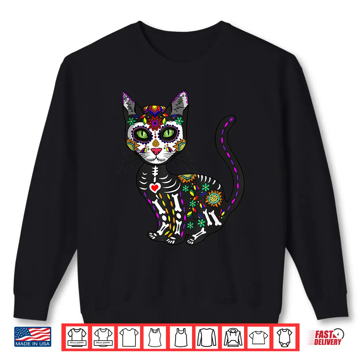 Cute Sugar Skull Mexican Cat Halloween Day Of The Dead Shirt Cute Sugar Skull Mexican Cat Halloween Day Of The Dead Shirt