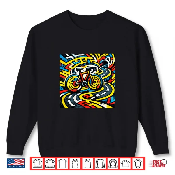Sweatshirt Cycling Psychedelic Maze Road Bike Art Shirt