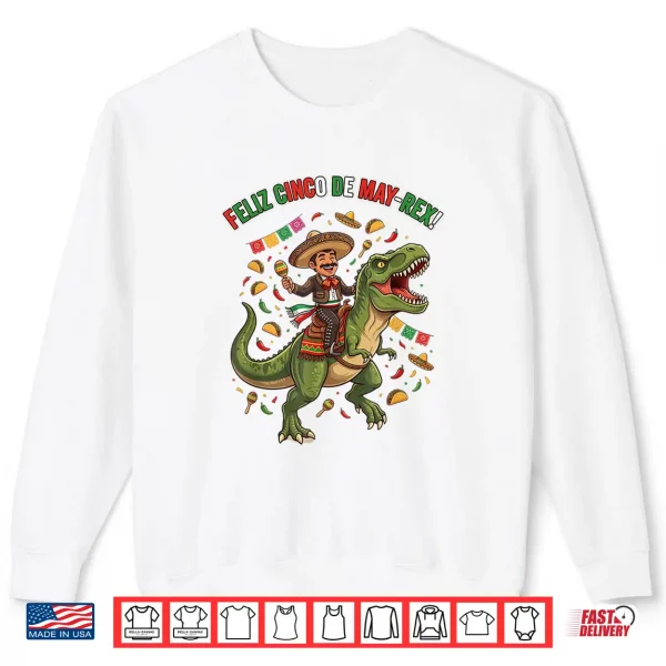 Sweatshirt Dino Cinco De Mayo Kids Mexican Fiesta Boys Sombrero Shirt