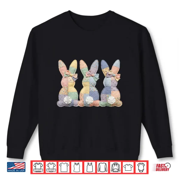 Easter Patchwork Bunny Cute Bunny Rabbit Coquette Lace Bow Shirt 2 Sweatshirt Easter Patchwork Bunny Cute Bunny Rabbit Coquette Lace Bow Shirt