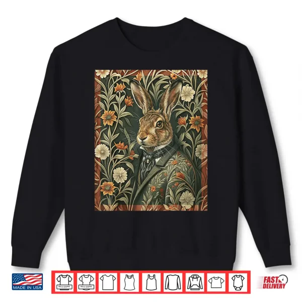 Sweatshirt Elegant Hare In Evening Attire Vintage Woodland Shirt