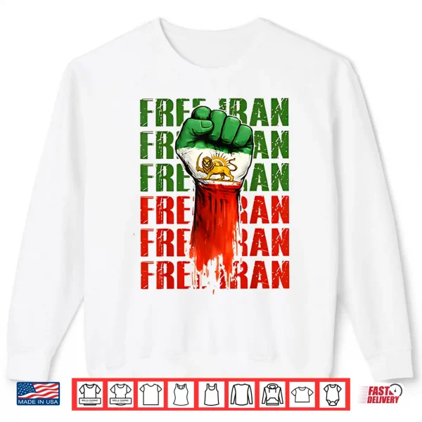 Free Iran Symbol Flag Heartbeat Freedom Love Shirt 2 Sweatshirt Free Iran Symbol Flag Heartbeat Freedom Love Shirt