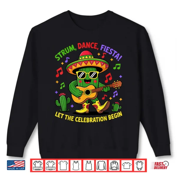 Sweatshirt Funny Cinco De Mayo Cute Catus Strum Dance Fiesta Party Kids Shirt