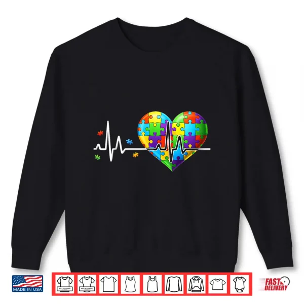 Funny Heart Beat Puzzle Autistic Autism Awareness Modern Shirt 2 Sweatshirt Funny Heart Beat Puzzle Autistic Autism Awareness Modern Shirt