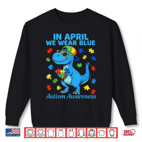 Sweatshirt Funny T Rex With Puzzle Autistic Autism Awareness Graphic Shirt